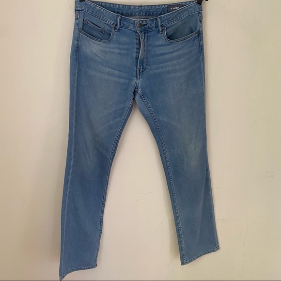 Bonobos Jeans Mens 34X34 Light Wash Distressed Straight Leg Soft Relaxed - Picture 10 of 11